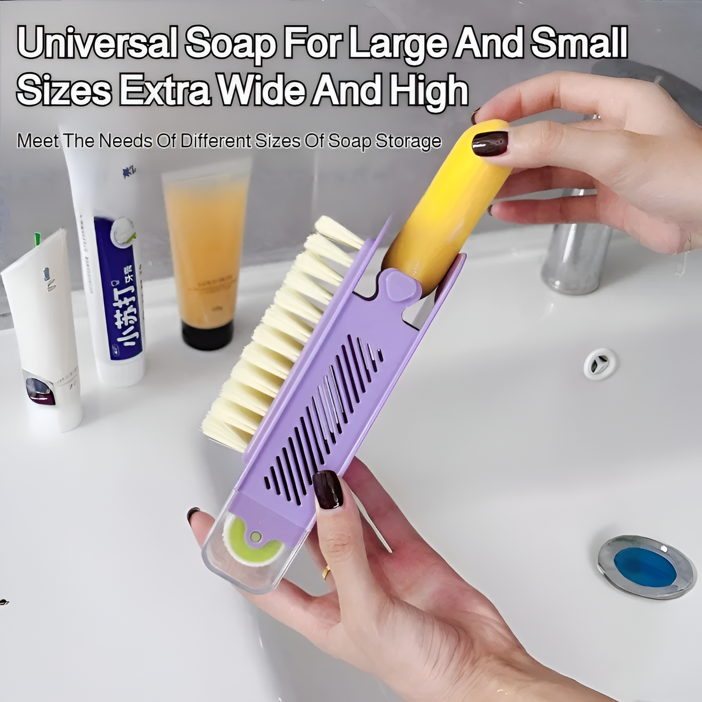 Non-Slip Storage Tool Roller Soap Box with Brush