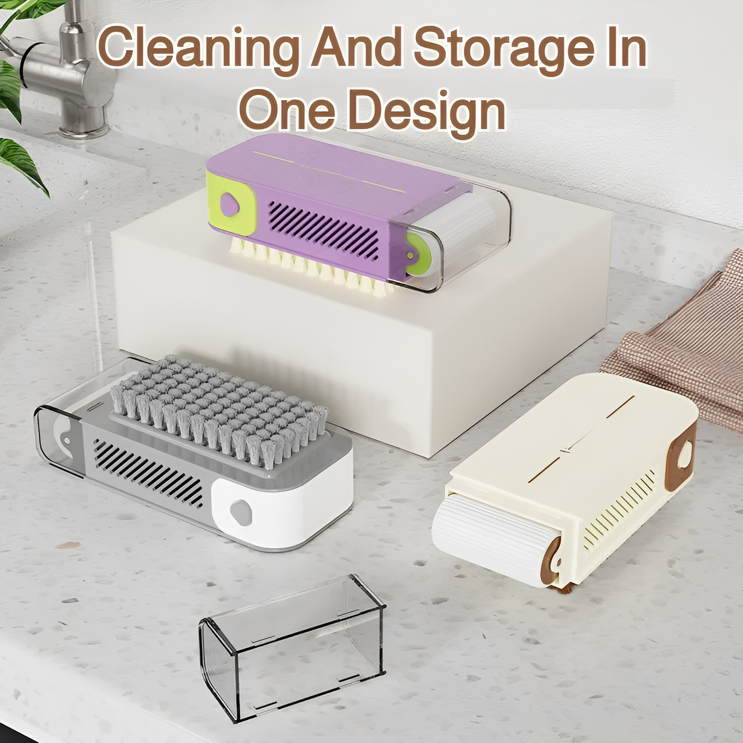 Non-Slip Storage Tool Roller Soap Box with Brush